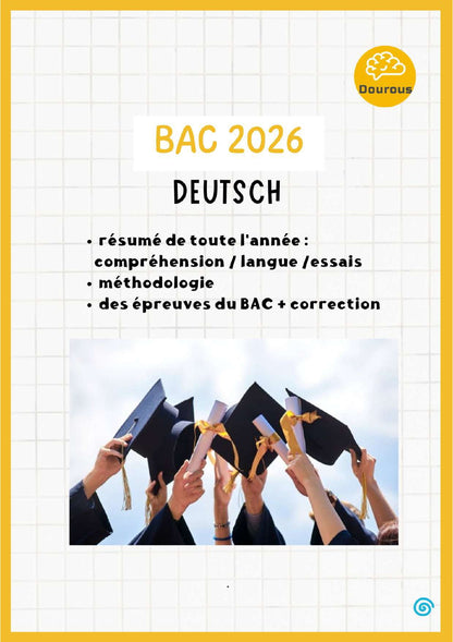 Allemand résumés, esaais, méthodologie , langue et épreuves BAC corrigées - Toutes les sections (noir)