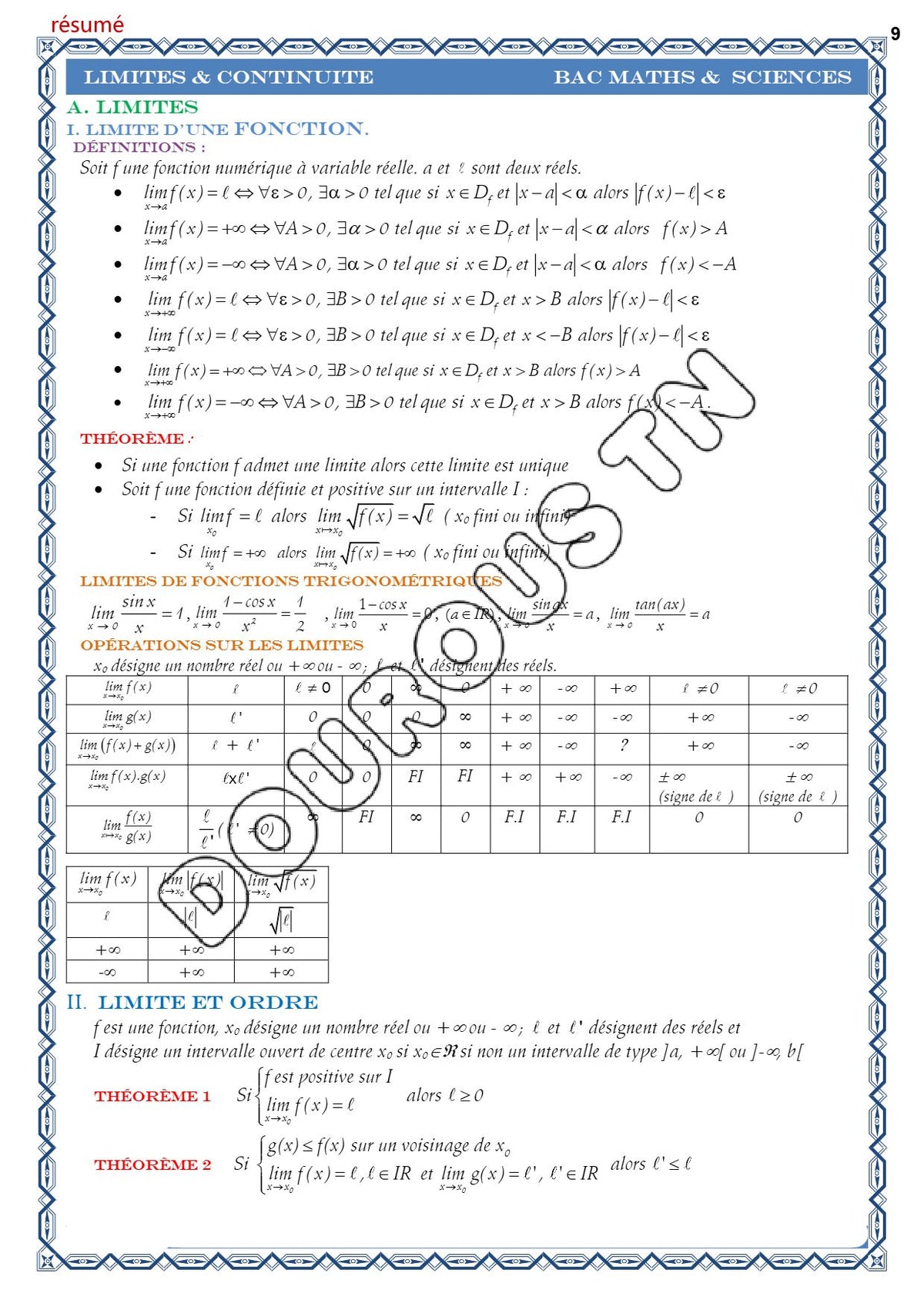 Math cours, résumés et exercices corrigés Tome 1- BAC Sciences