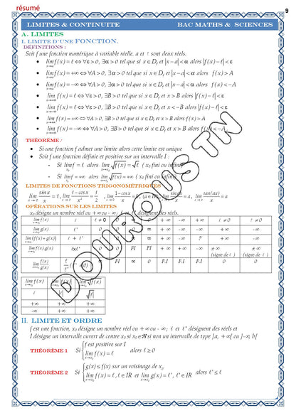Math cours, résumés et exercices corrigés Tome 1- BAC Sciences