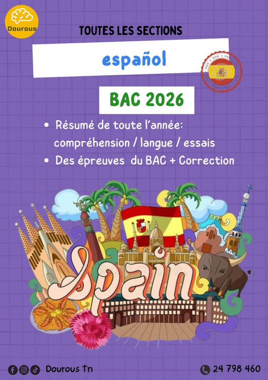 Espagnol résumés, essais, méthodologie , langue et épreuves BAC corrigées - Toutes les sections (noir)