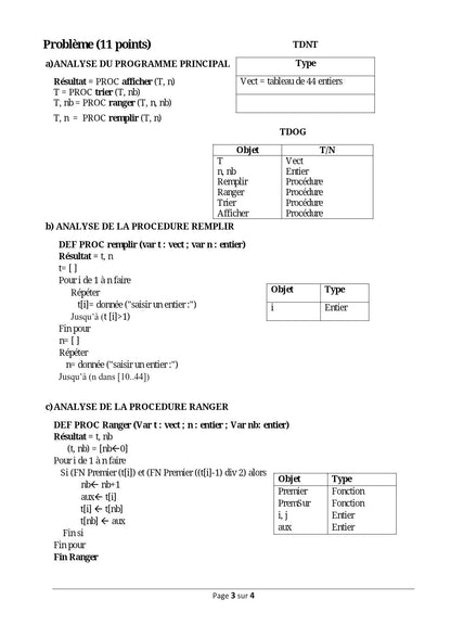 Informatique- Épreuves corrigées BAC sciences, Math et Techniques  (2009-2025)