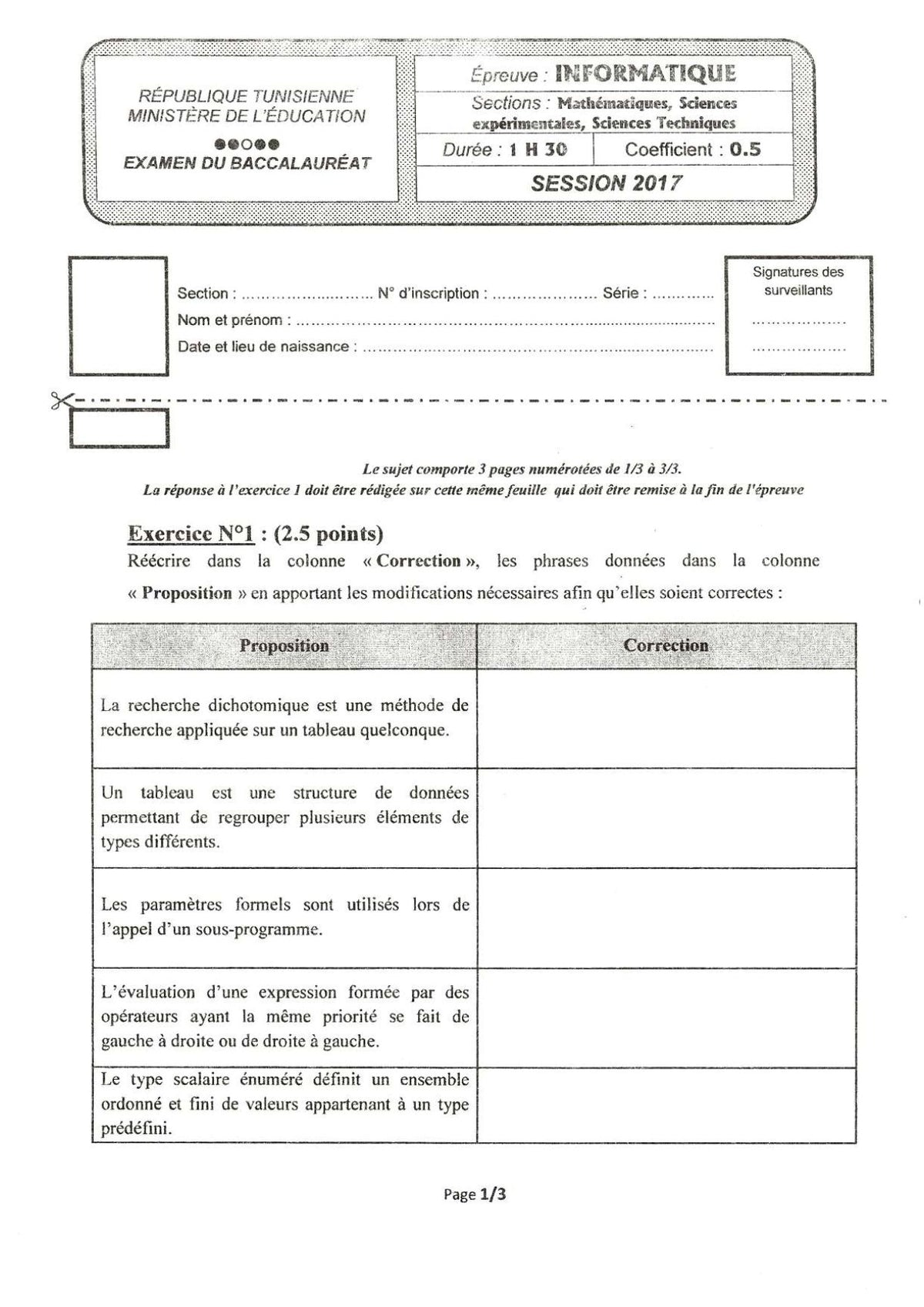 Informatique- Épreuves corrigées BAC sciences, Math et Techniques  (2009-2025)